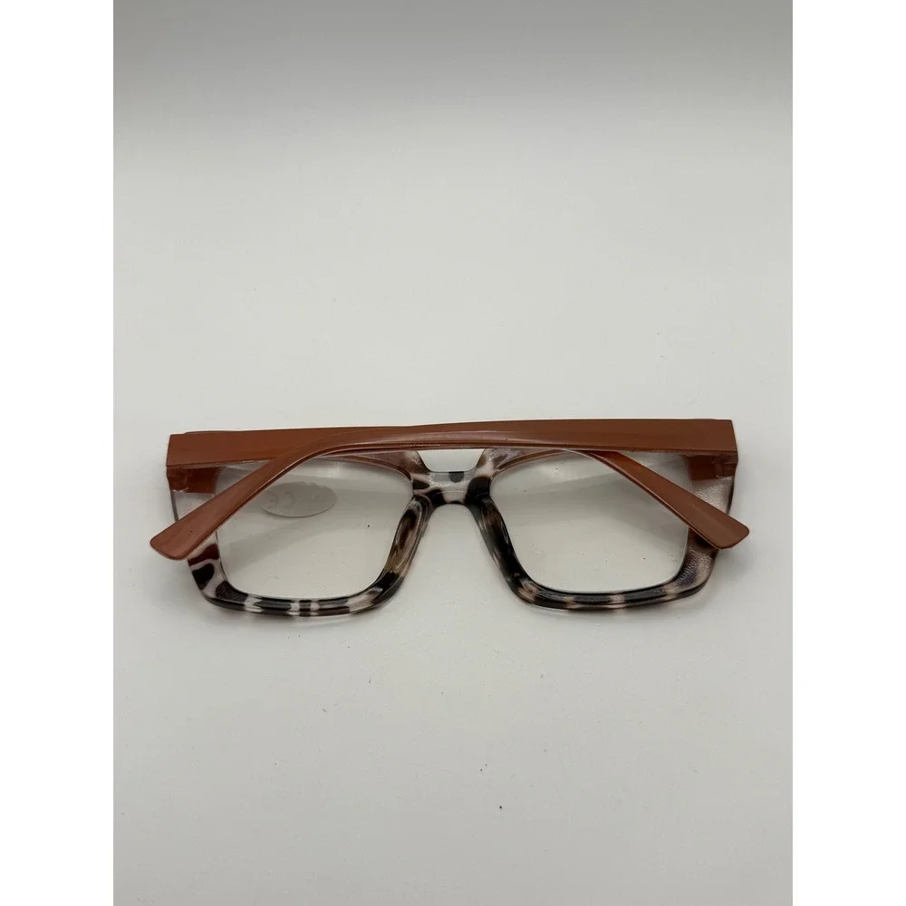 Square Reading Glasses +3.00 Translucent brown cheetah frame Unisex Magnifier